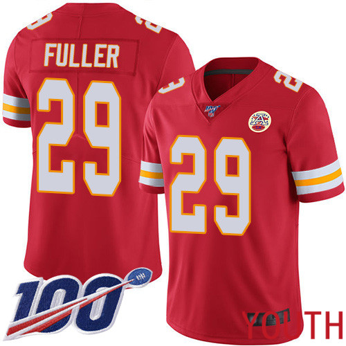 Youth Kansas City Chiefs #29 Fuller Kendall Red Team Color Vapor Untouchable Limited Player 100th Season Football Nike NFL Jersey->youth nfl jersey->Youth Jersey